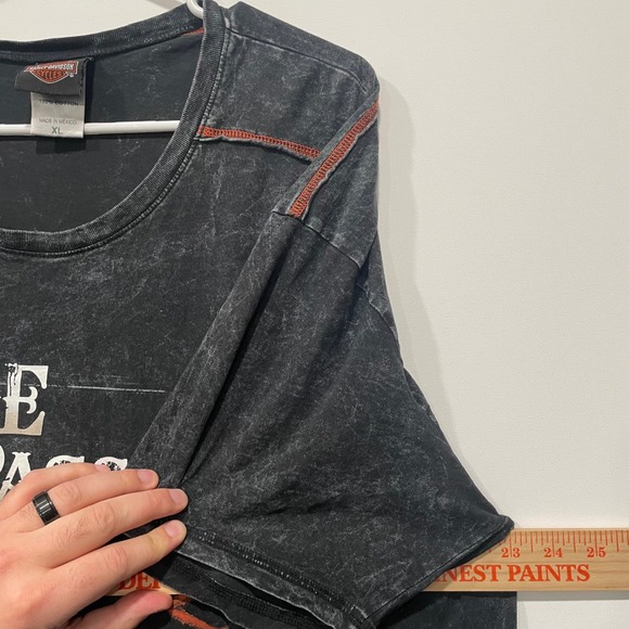 Harley Davidson Inside Passage Crab Graphic T Shirt Black Acid Wash Mens XL - Picture 4 of 9
